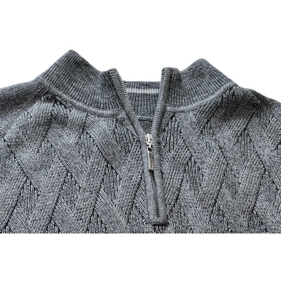 Tommy Bahama 1/4 Zip Pullover Mens 2XL Gray Cable Knit Sweater Preppy Old School - Picture 6 of 10
